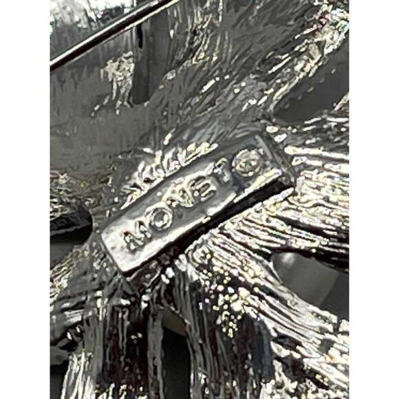 vintage monet brooch costume jewelry pin embellished foe diamond pearl 2" READ - Picture 6 of 6